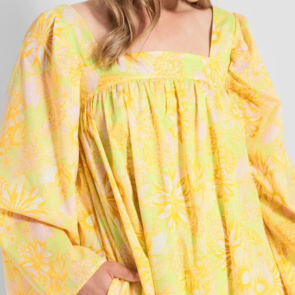 🌼NWT HIGH END MODCLOTH LINE MOD HIPPIE COTTON BOHO FLORAL 1960’s DRESS SIZE 1X - Picture 5 of 11